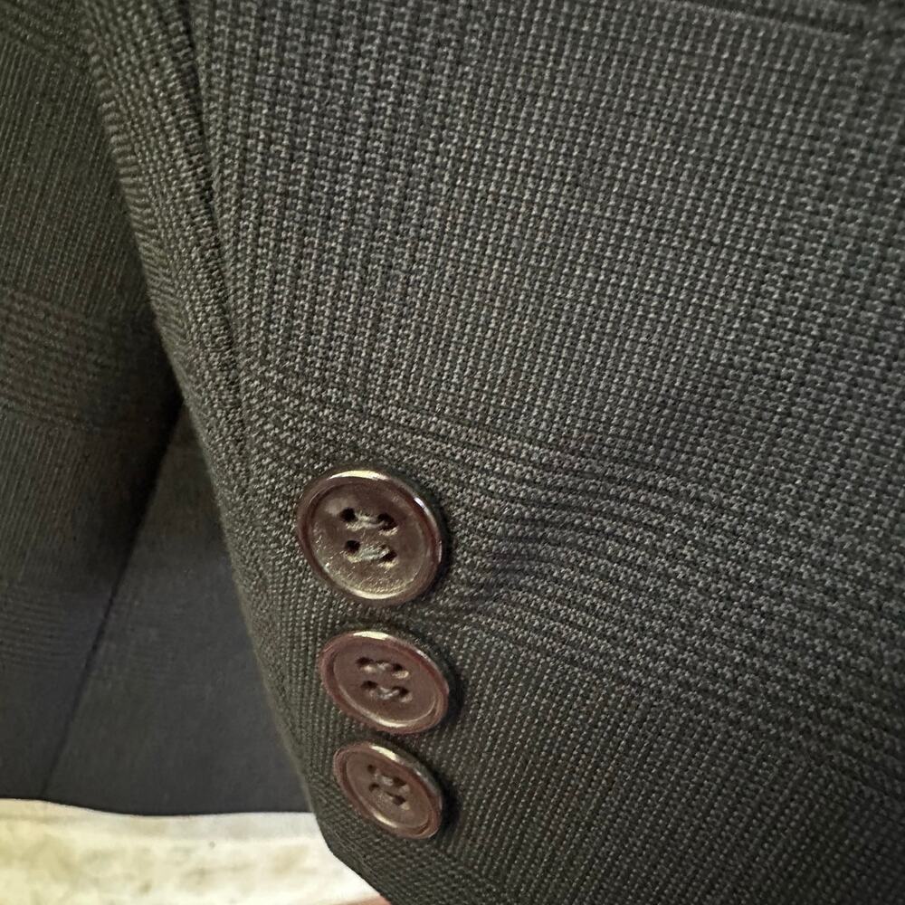 Profilo Sport Coat 42L Charcoal Glen Plaid 1 Vent 2 button Virgin wool - Picture 8 of 9